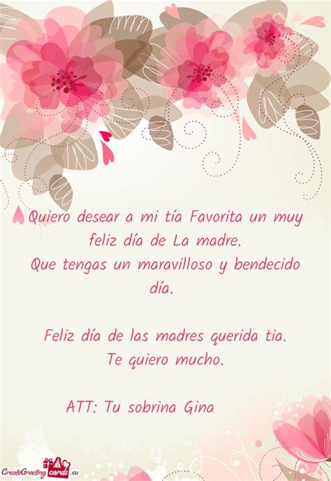 Feliz Día De Las Madres Querida Tia Free Cards