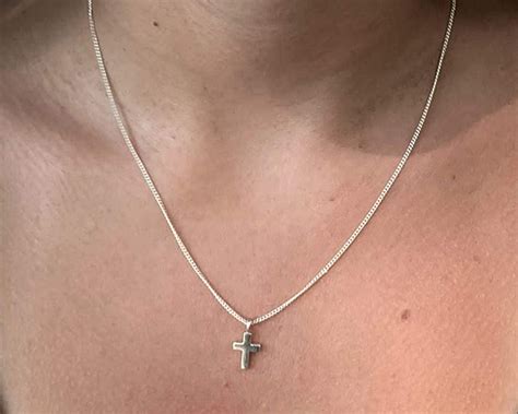 Amazon Com Sterling Silver Small Cross Pendant Necklace Cm Handmade
