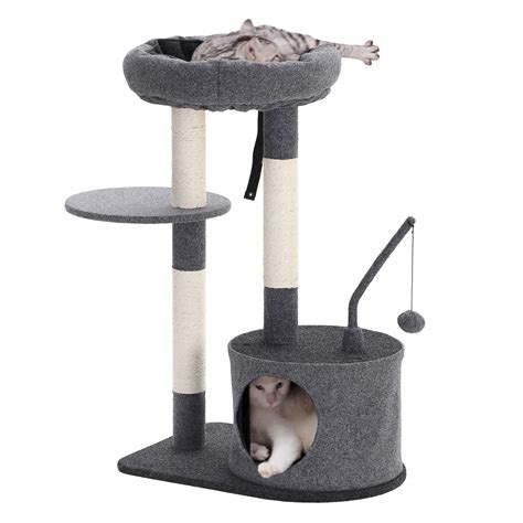There's even a toy hanging from the top. FEANDREA Cat Tree with Sisal-Covered Scratching Posts ...