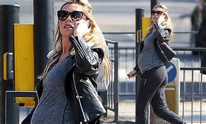 heavily pregnant abbey clancy emphasises her bump in tight jersey top daily mail online