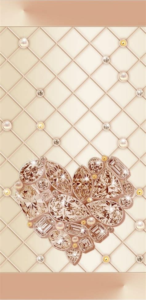 Rose Gold Diamonds Hearts And Pearls Wallpaper Gold Wallpaper Iphone