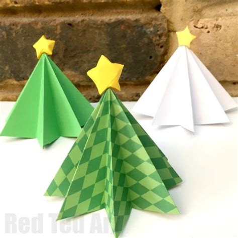 Easy Origami Christmas Tree Diy Red Ted Art