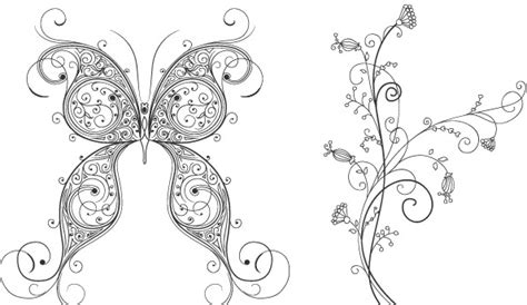 Butterfly Swirl Flowers Free Vector Download 13387 Free Vector For