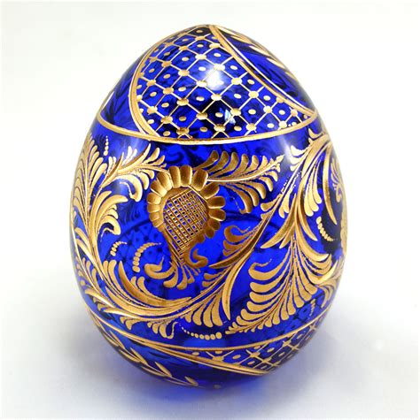 Russian Decorative Blue Faberge Crystal Egg
