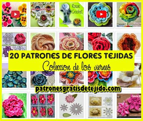 20 Patrones De Flores Crochet Y Dos Agujas Patrones Para Crochet