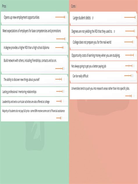 Pros And Cons Excel Template