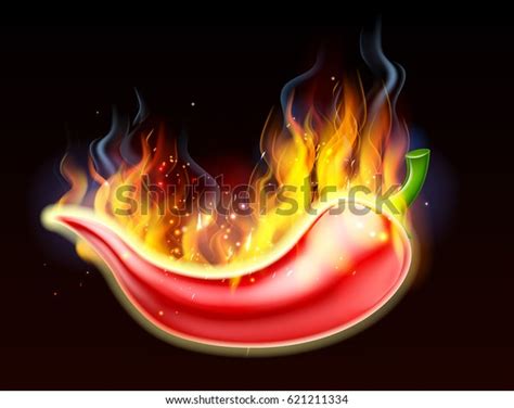 Burning Hot Spicy Red Chilli Pepper Stock Vector Royalty Free 621211334