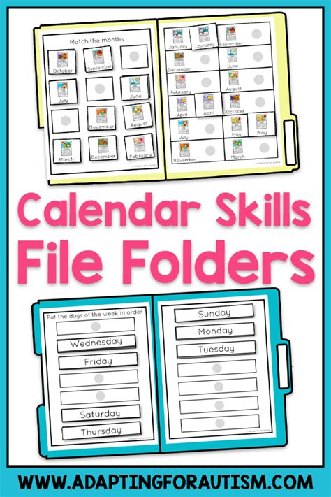 Pin By Aleacia White On Special Needs Calendar Skills File Folder