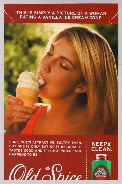 Old Spice Print Ad Sexy Woman Licking Ice Cream Suggestive