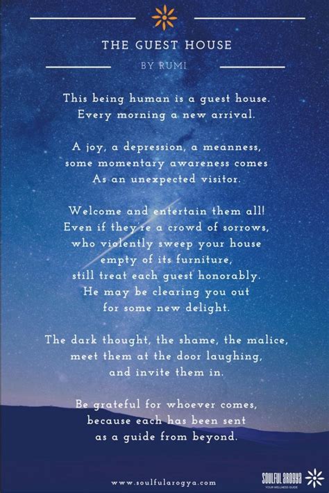 The Guest House Poem By Rumi Jalal Ad Din Muhammad Ar Rumi Goodreads