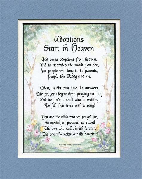 Genies Poems Adoption T Poem Print Present For The Adopted Child