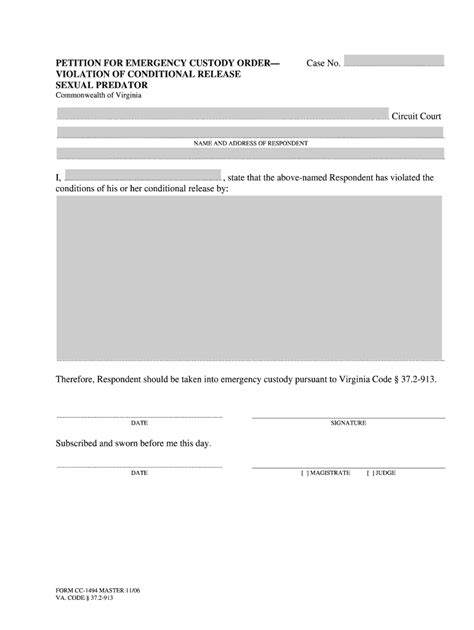 Petition For Emergency Custody Order Form Fill Out And Sign Printable