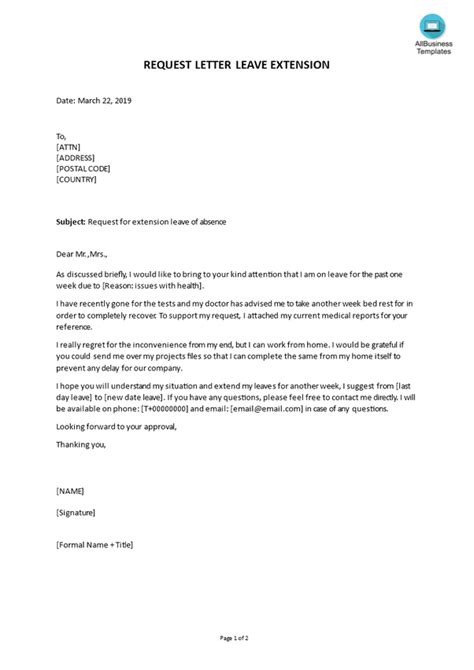 Ready to write your resignation letter? Annual Leave Extension Request Letter Sample | HQ Template Documents