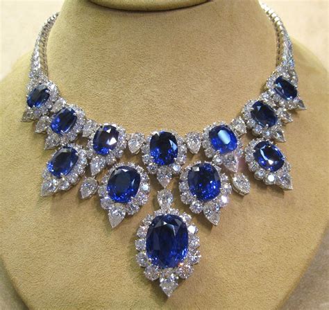No Heat Sapphire 100ct Diamond Platinum Necklace And Earrings Beautiful