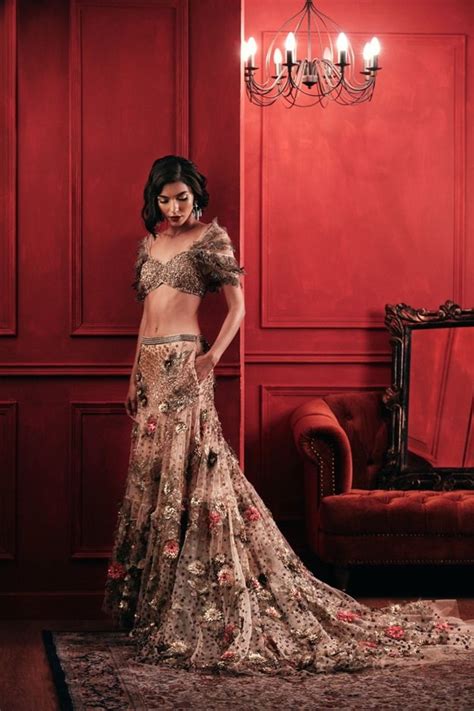 Bridaltrunk Online Indian Multi Designer Fashion Shopping Gold Applique Embellished Lehenga Set