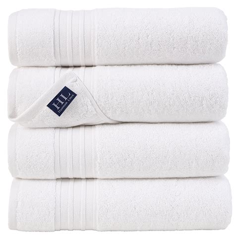 Hammam Linen Bath Towels 4 Piece Set White Soft Fluffy Absorbent And