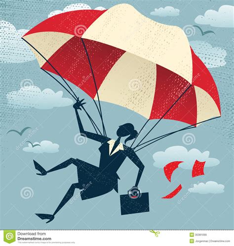 Abstract Businesswoman Uses Her Parachute Stock Vector Illustration
