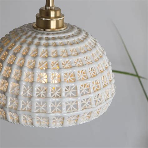 Pendant Light Ceramic Shade Brass Ceiling Light Fixture Etsy In 2020