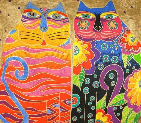 Artist Laurel Burch Hand Painted Fashion Tote Bag Flowering Feline