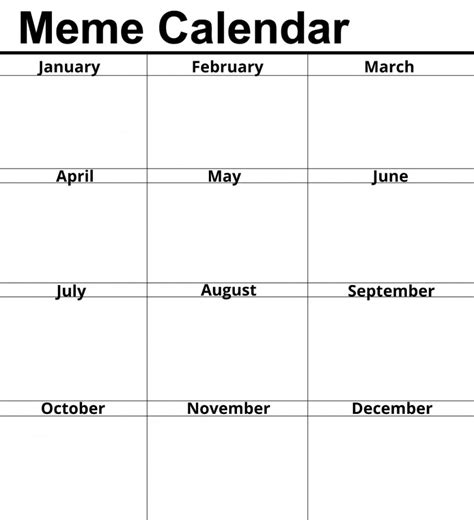 Meme Calendar Blank Template Imgflip