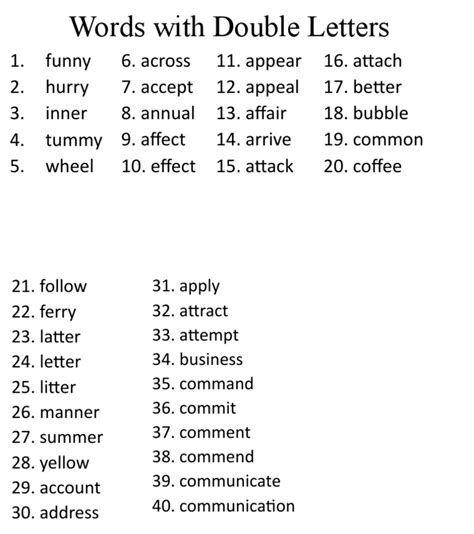 Words With Double Letters Pdf