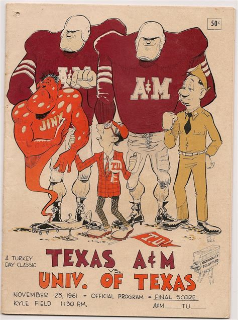 1961 Game Program Between Texas Aggies And Texas Longhorns Texas Aandm