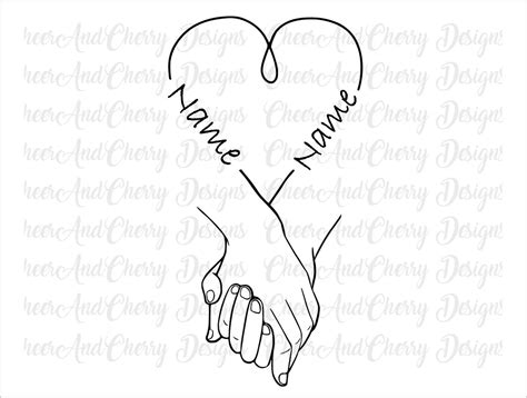 Holding Hands Svg Png Customize With Your Text Names Love Svg