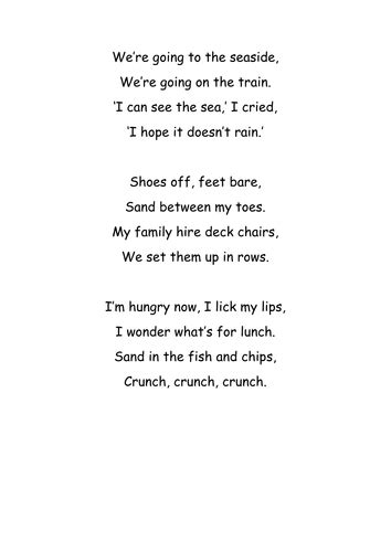 Seaside Rhyming Poem By Bethaparker Teaching Resources Tes