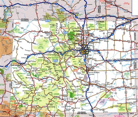Road Map Of Colorado With Distances Between Cities Highway Freeway Free