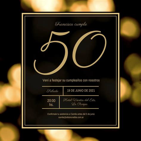 Plantillas De Invitaciones Para Cumpleaños De 50 Años Gratuitas Canva