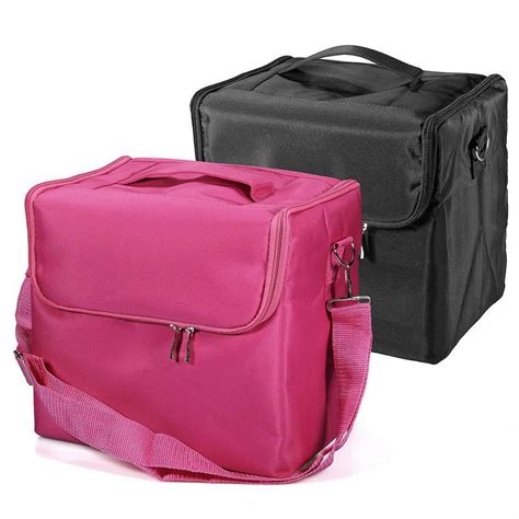 Fabric Portable Makeup Case Box With Shoulder Straps Bestmakeuptools
