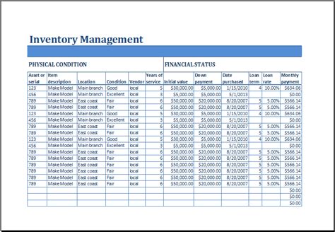 Physical Stock Excel Sheet Sample Excel Inventory Template Free