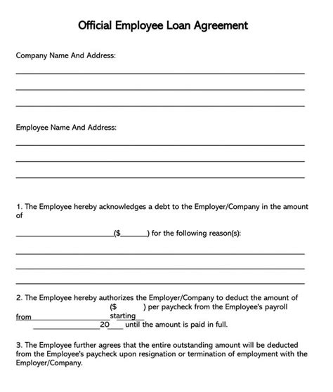 loan agreement templates forms word