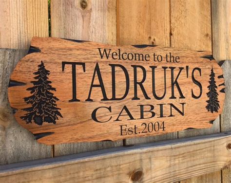 Outdoor Sign Rot Resistant Wooden Carved Cabin Sign Pine Etsy