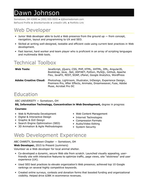 Frontend developer resume examples & samples. Sample Resume for an Entry-Level IT Developer | Monster.com
