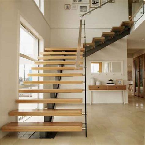 Residential Villa Loft Stair Glass Wood Single Stringer L And U Shape