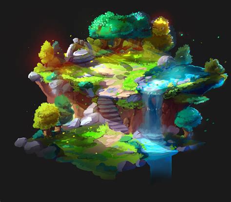Artstation 2d Concept Art 3 Mystic Forest Isometric Speed Painting In Photoshop Hiran Ya