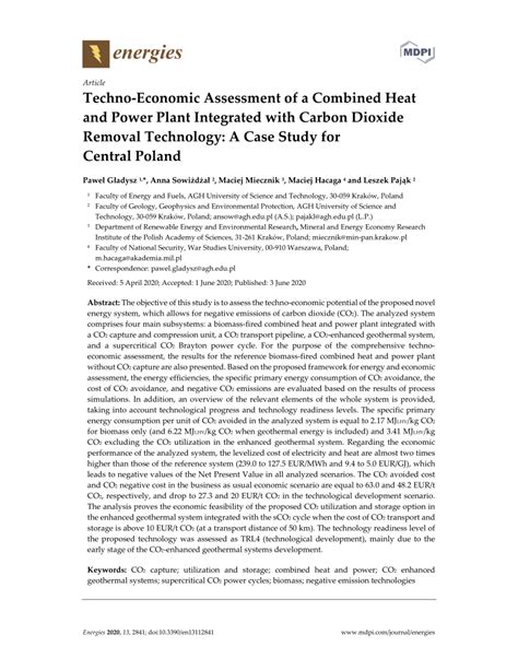 PDF Techno Economic Assessment Of A Combined Heat And Power Plant