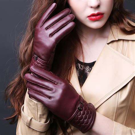 2018 New Womens Winter Warm Leather Gloves Sheepskin Thickening Plus