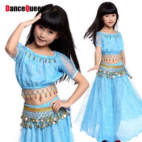 Girl Belly Dance Costume 6pcs Topskirtswaist Chain Veilheadwear