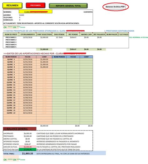 Plantilla Excel Caja De Ahorro Hojas Adicionales Del Archivo Excel