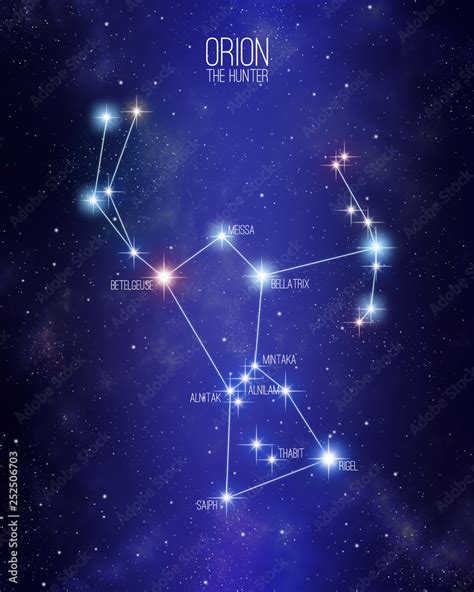 FotoMural Orion The Hunter Constellation On A Starry Space Background