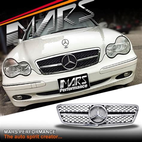 Chrome Black Amg Sls Style Front Grille For Mercedes Benz C Class W203