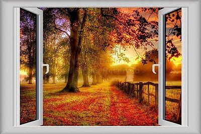 No falling leaves and cool breezes …but. 3d Window Decal Wall Sticker Home Decor Autumn Fall View ...