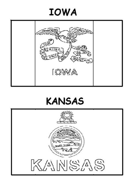 Kansas And Iowa State Flag Coloring Page Color Luna