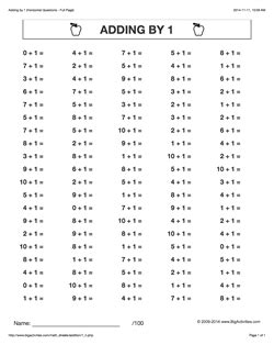 Horizontal Addition - Math Worksheets