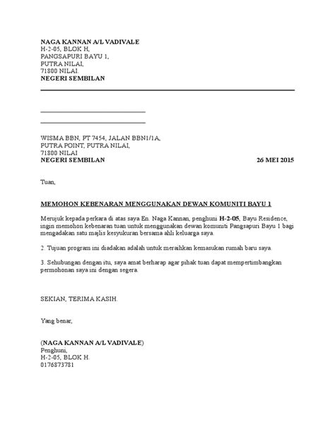 Surat kebenaran guna premis 9n0kr6p5e24v. Surat Permohonan Kebenaran Menggunakan Dewan