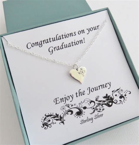 Create a unique personalised gift with your favourite photo and text, order now! Graduation Gift for Her, compass necklace, heart, enjoy ...