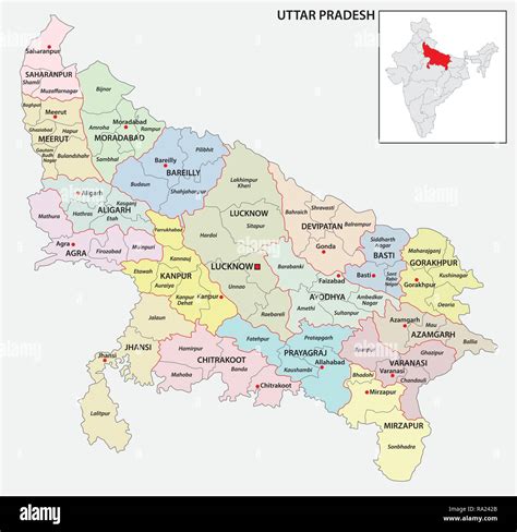 Uttar Pradesh Map With Cities