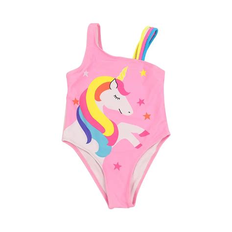 Unicorn Print Toddler Kids Girls One Piece Swimwear 2023 Kid Child